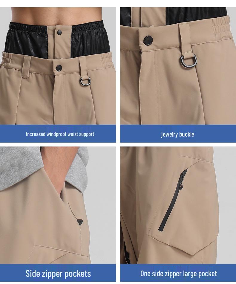 New Unisex Windproof Waterproof Ski Pants - Warm, Solid Color, Loose Fit for Outdoor Snowboarding