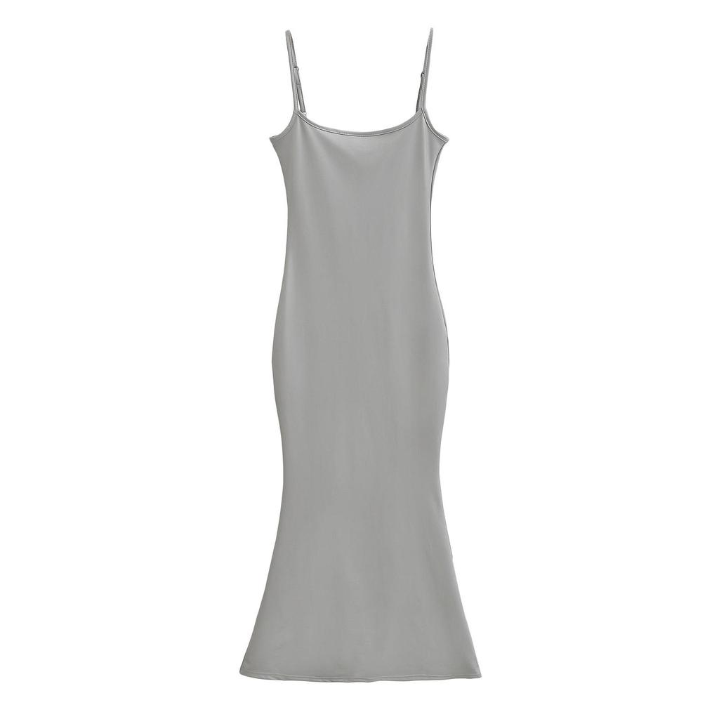 Платье-рыбий хвост с жидким покрытием и подтяжками - лето 2024 г., облегающие и эластичные бедра, стиль американской горячей девушки