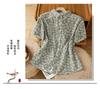 Literary floral shirt, elegant top, slim-fitting retro temperament shirt 1116 summer new thin women's clothing