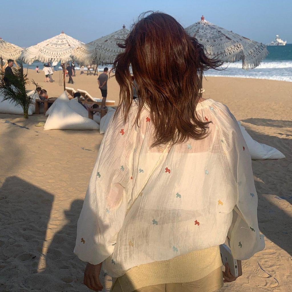 Женская блузка с длинным рукавом, лимонно-зеленая, с цветочной вышивкой – Стройнящий топ на завязках, защита от солнца