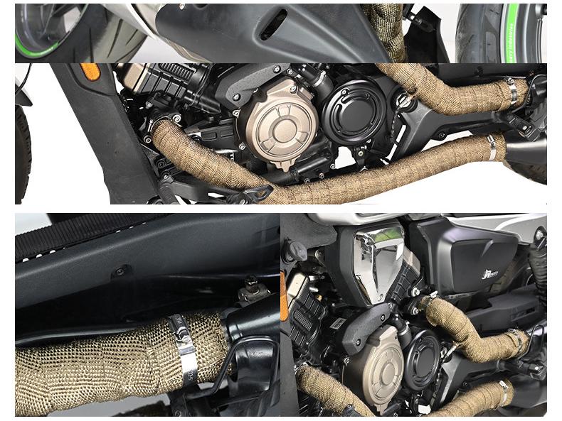 Теплоизоляционная лента для выхлопной трубы мотоцикла - Огнеупорная, Защищающая от ожогов, Высокотемпературная хлопчатобумажная ткань