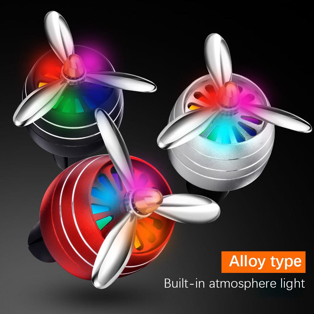 Car Decoration Car Air Vent Freshener Perfume Clip Helicopter with LED Colorful Ambience Light Fan Fragrance Aroma Diffuser