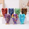 Natural Stone Angel Figurine Positive Healing Energy Hand-carved Colorful Faux Crystal Winged Guardian Angel Statue