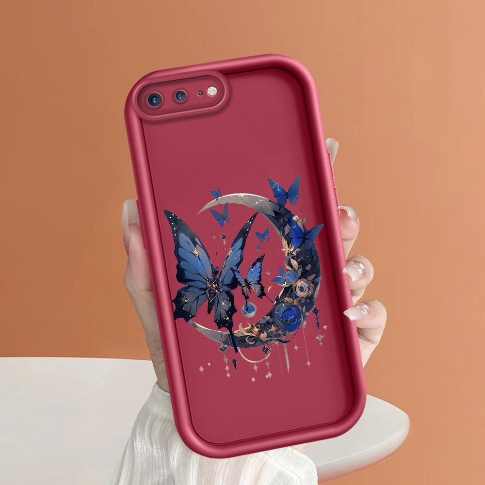 Butterfly Moon Pattern Phone Case for iPhone Samsung Galaxy Xiaomi Redmi POCO HUAWEI Honor Shockproof Rubber Soft Flexible Cover Casing