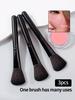 Black 3pcs Soft Bristle Blush Brush, Multi-functional Contouring Brush, High-gloss Brush, Advanced Synthetic Bristle Beauty Tool