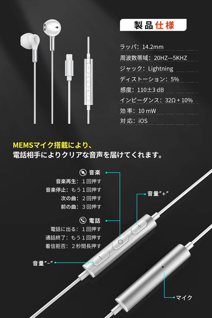Проводные наушники Lavodio MFi Certified Lightning iPhone с улучшенным динамическим драйвером и MEMS Нет ощущения дискомфорта при длительном ношении