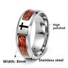 Jewelry Inlaid with Acacia Wood Grain Half Circle Tree of Life Ring Cross Ring