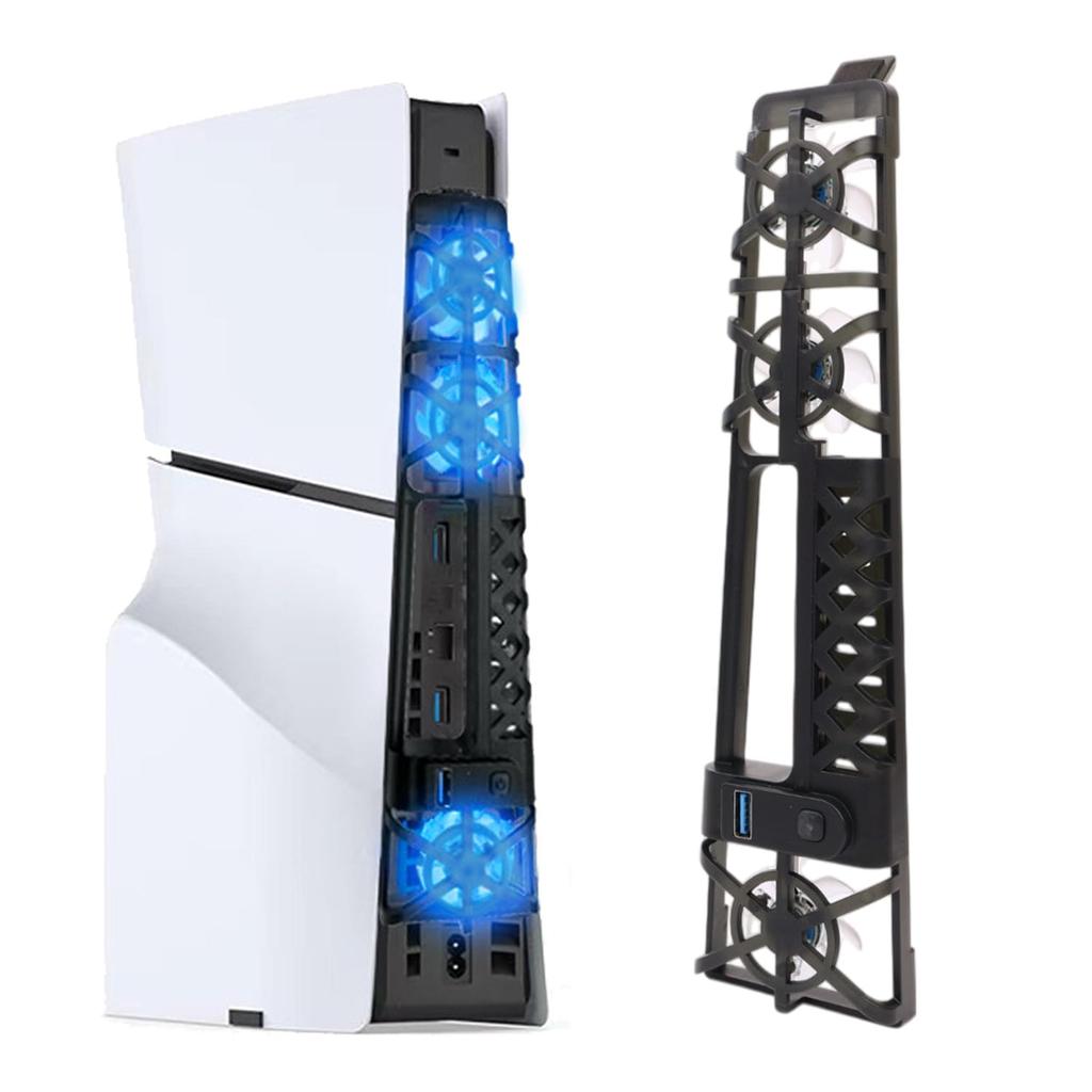 Вентилятор для PS5 PS5 Slim Специальная подсветка с USB-портом Совместим с обеими версиями Быстрое охлаждение Рассеивание тепла Теплоотвод