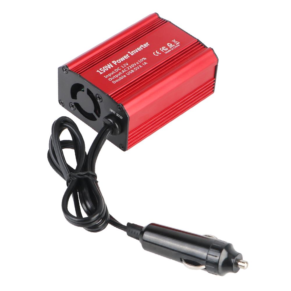 Автомобильное зарядное устройство Адаптер питания с 2 USB-портами для зарядки автомобиля Пиковая мощность 300 Вт Преобразователь напряжения 12 В в 220 В Инвертор мощности 150 Вт