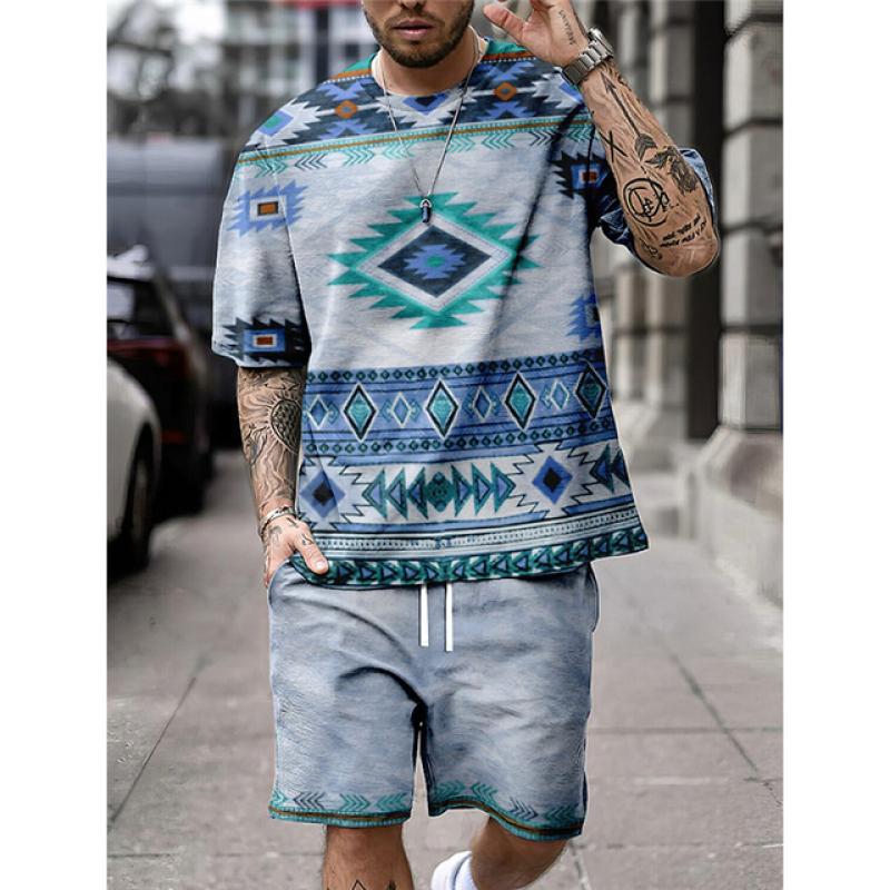 Летняя мода, мужская футболка с животным принтом, комплект с круглым вырезом, топом с короткими рукавами и шорты, повседневная уличная повседневная одежда для мужчин