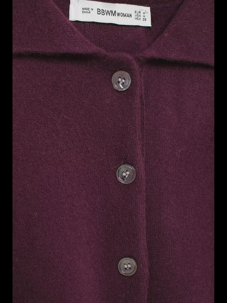 Женский вязаный кардиган из смесовой шерсти с отворотом и однобортным дизайном