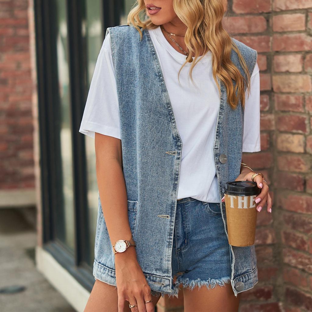 Ковбойский жилет, камзол, модный джинсовый жилет без рукавов