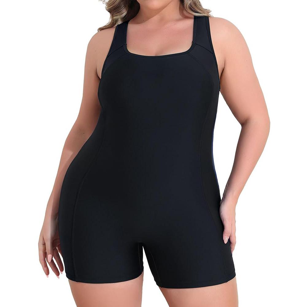 Charmleaks Plus Size Swimsuit для женщин, спортивный цельный купальный костюм Boyleg