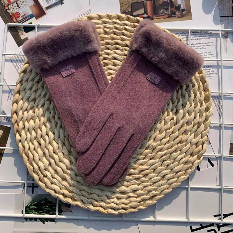 Женские немецкие бархатные термоперчатки, осенние перчатки для путешествий на открытом воздухе в холодную погоду, симпатичные женские перчатки