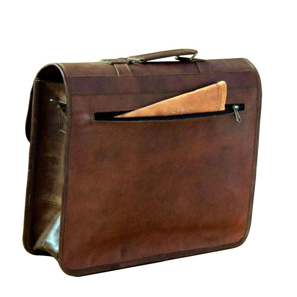 Винтажная сумка-портфель из козьей кожи, натуральная сумка для ноутбука, коричневая сумка-портфель