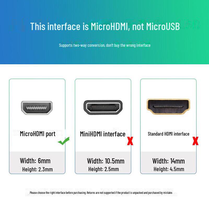 Biaz Micro HDMI To HDMI 2.0 Adapter Cable, 4K 60Hz High-Definition Converter - K73