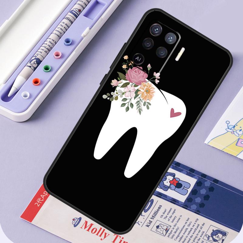 Dentist Tooth Pattern Case For OPPO A53 A31 A5 A9 A52 A72 A15 A83 A91 A93 A54 A74 A94 Find X3 Lite X5 Pro Cover