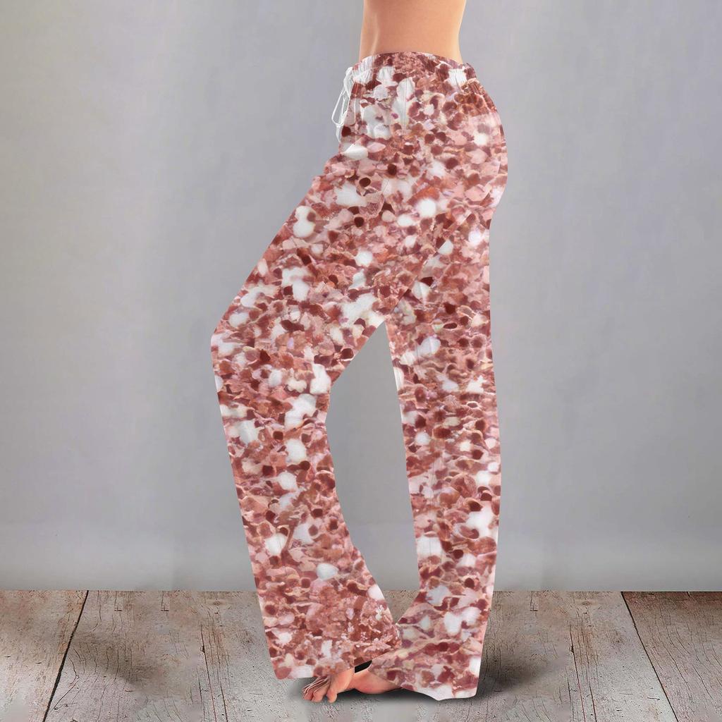 Женские милые брюки с цветочным принтом на завязках, повседневные пижамные брюки