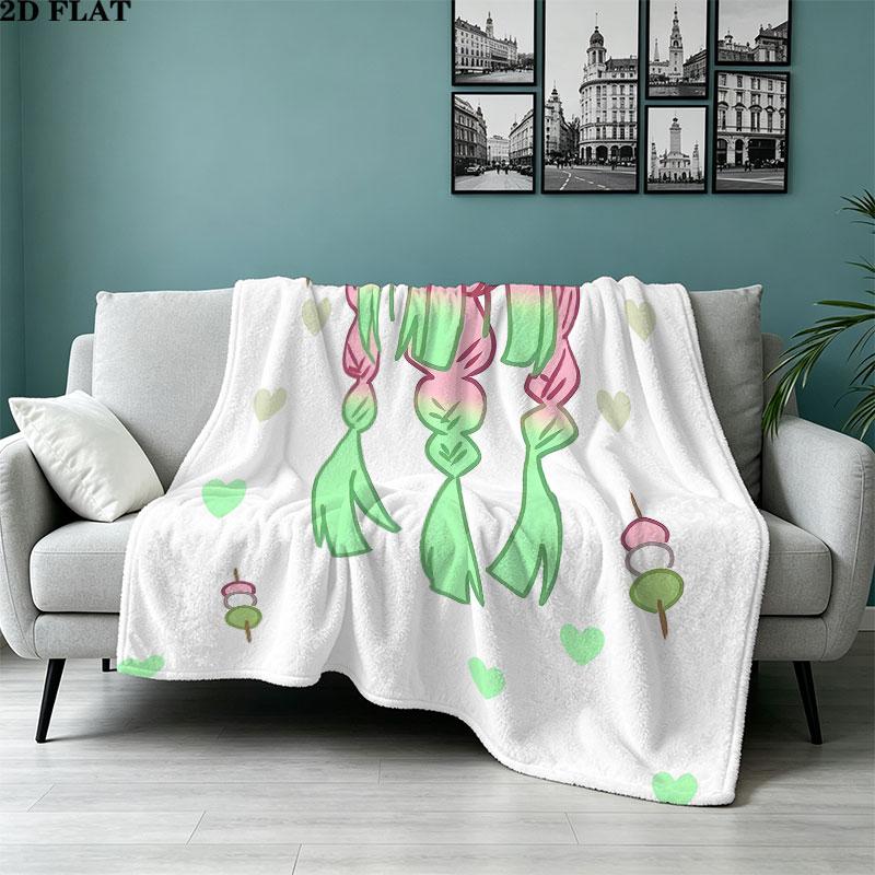 1PC Demon Slayer Patterned Flannel Blanket Suitable For All Seasons For Home Decor Warmth And Comfort Gifts Holiday Present