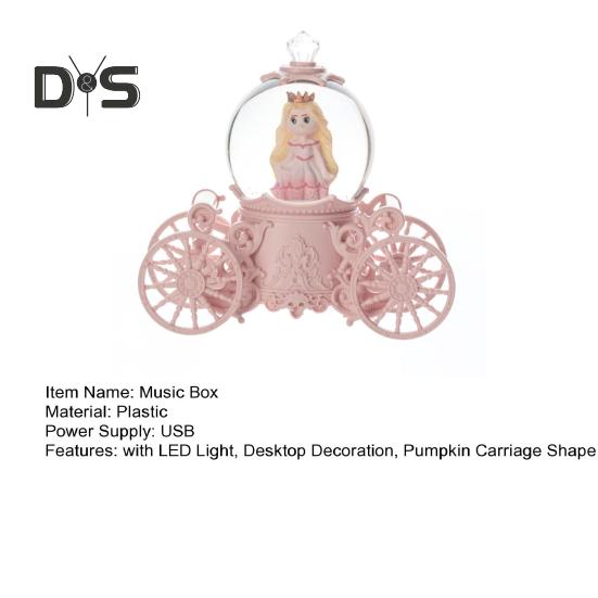 Музыкальная шкатулка в виде кареты из тыквы со светодиодной подсветкой, искусственный хрустальный шар, музыкальная шкатулка, мультяшная принцесса, кролик, снежные шары, настольное украшение, орнамент