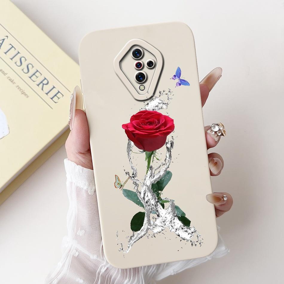 For Vivo S1 Pro (1920) / S1 (1907) Beautiful Bow Rose Painting Phone Case For Vivo S1 S1Pro Soft Silicone Shockproof Cases