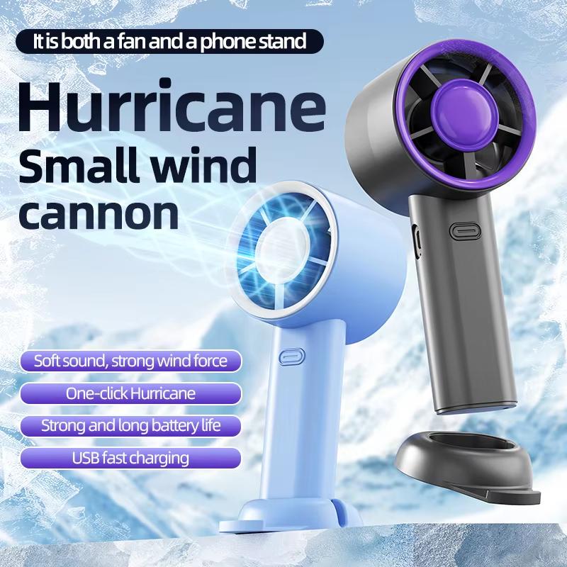 Portable Usb Rechargeable Handheld Fan With Phone Holder Low Noise Strong Airflow Suitable For Office Outdoor And Commuting Use