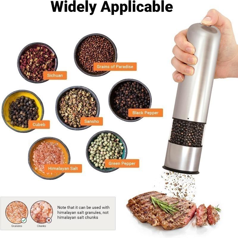 Мельница для перца и соли из нержавеющей стали с батарейным питанием и подсветкой - шейкер для соли и перца с одной кнопкой