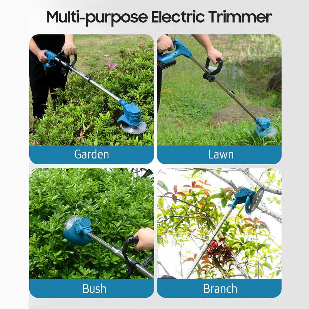 21V Telescopic Handheld Cordless Grass Trimmer Electric Lawn Mower 2 Pack 1500mAh Rechargeable Battery Fast Charger
