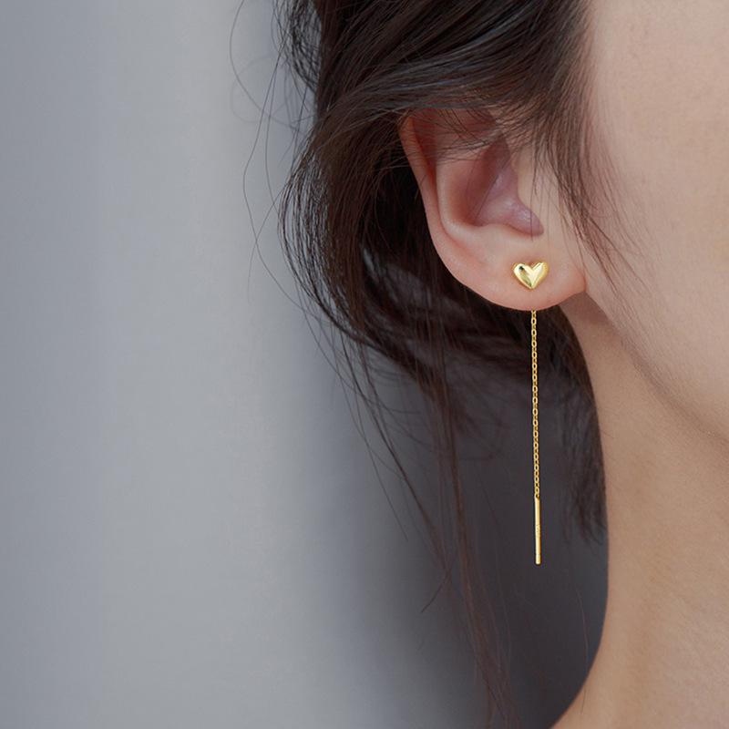 Серьги-пусеты Wenjian из корейской титановой стали в форме сердца - трендовый дизайн 2022 года, визуально стройнящий лицо, для женщин