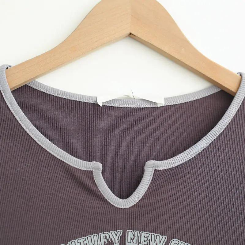 Футболка Y2k на шнурке, женский укороченный топ с буквенным принтом, американские ретро футболки с короткими рукавами, корейские тонкие летние футболки с графикой, одежда 2000-х годов