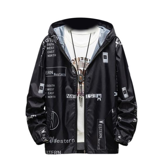 Men Sun Protection Coat Hooded Long Sleeve Pockets Zipper Placket Sun Protection Jacket Letter Print Quick Drying Fishing Outwear