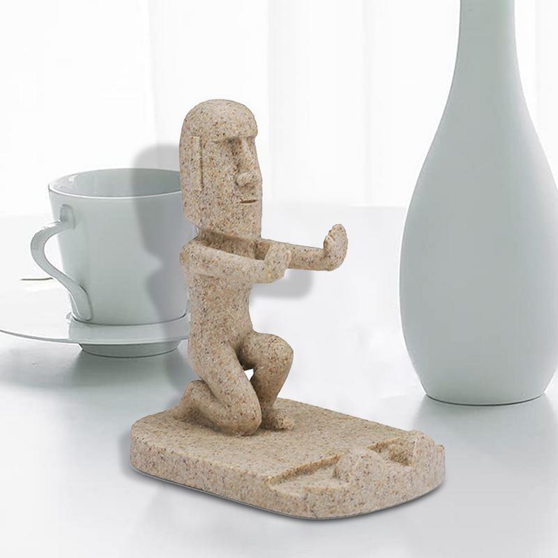 Подставка для телефона в виде скульптуры острова Пасхи, новинка, подставка для телефона, подходит для домашнего офиса, стола, праздничного украшения автомобиля