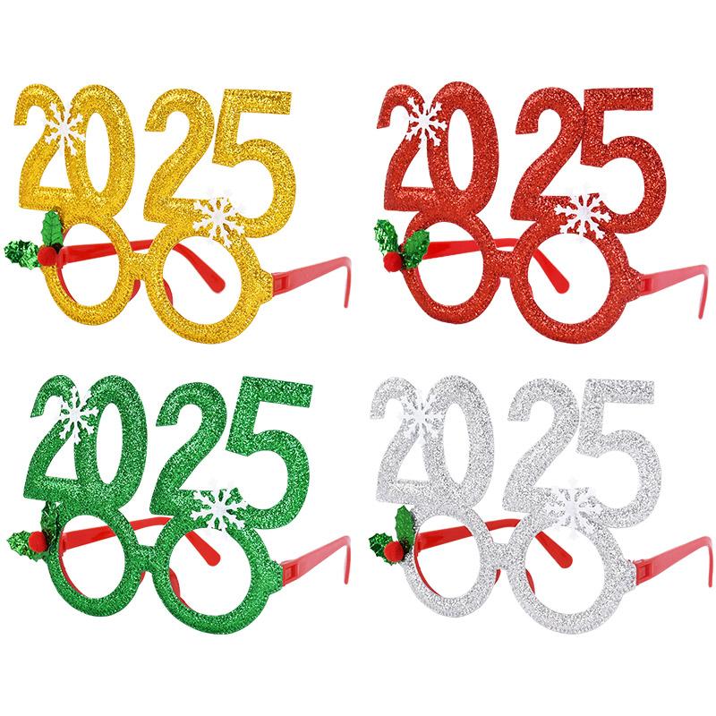 4pcs Christmas Glasses 2025 New Year Party Photo Props Xmas Decorations Kids Adult Eyeglasses Photobooth Gifts Home Supplies