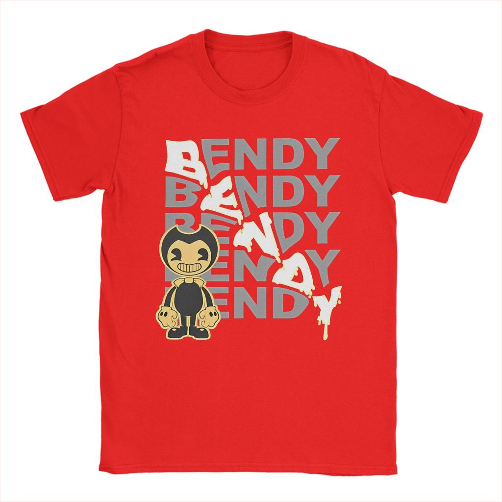 Bendy Cartoon TShirt Unisexs 100Cotton Top Tee Funny Game Crewneck Short Sleeve