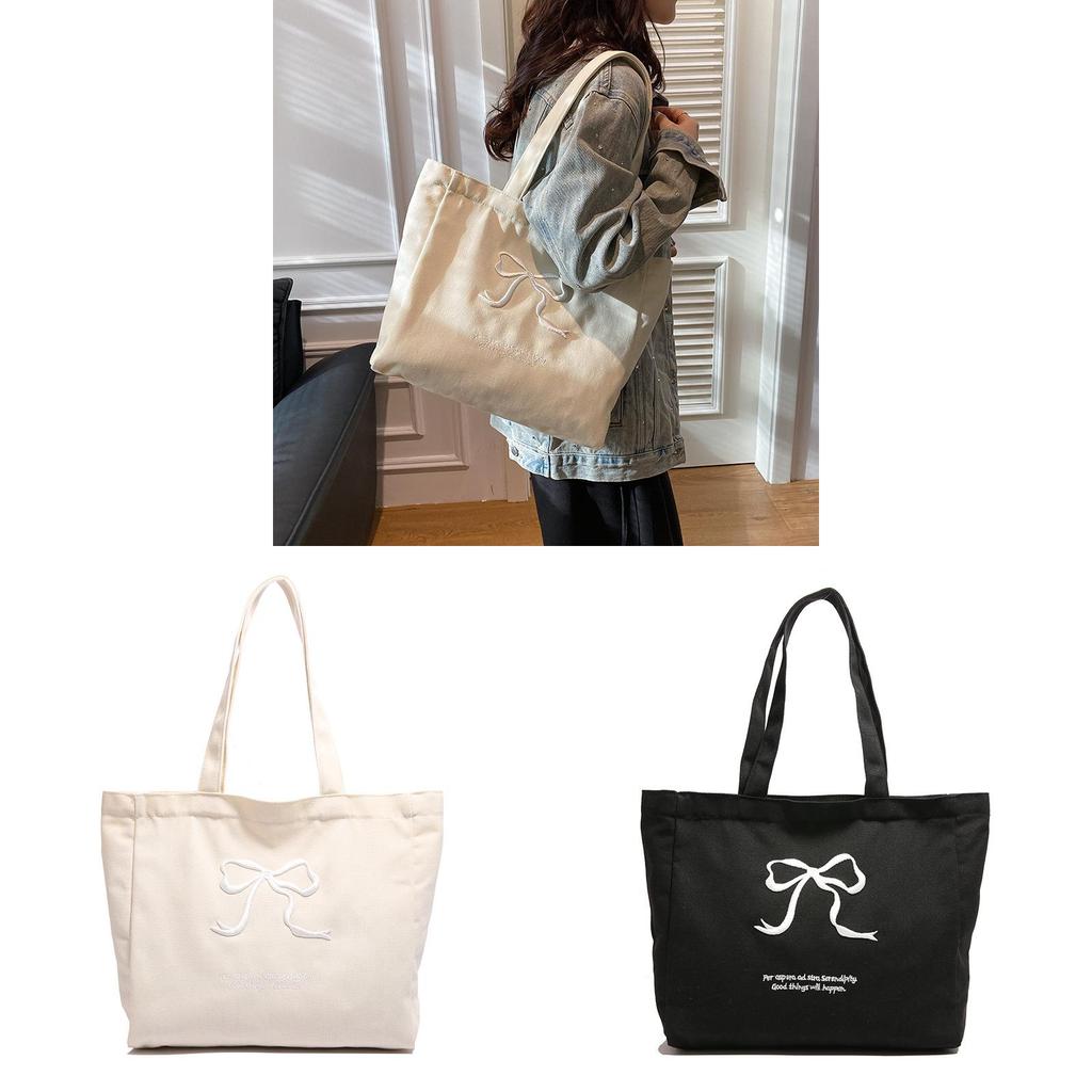 Nylon Canvas Large Capacity Tote Bag With Zipper Closure For Daily Use