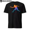 Abstract Colorful Silhouette Tennis Player Unisex T-Shirt | Racket Design Tee