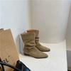 Плиссированные ботинки с напуском, ретро, с острым носком, на толстом каблуке, короткие ботинки, ковбойские ботинки в западном стиле, ботинки-чулки, женские летние