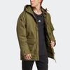 Adidas Sports Lifestyle Series Simple Hooded Zipper Pocket Warm Parka Drop Shoulder Long Sleeve Down Jacket Men Outerwear Dark-Olive-Green HK6664