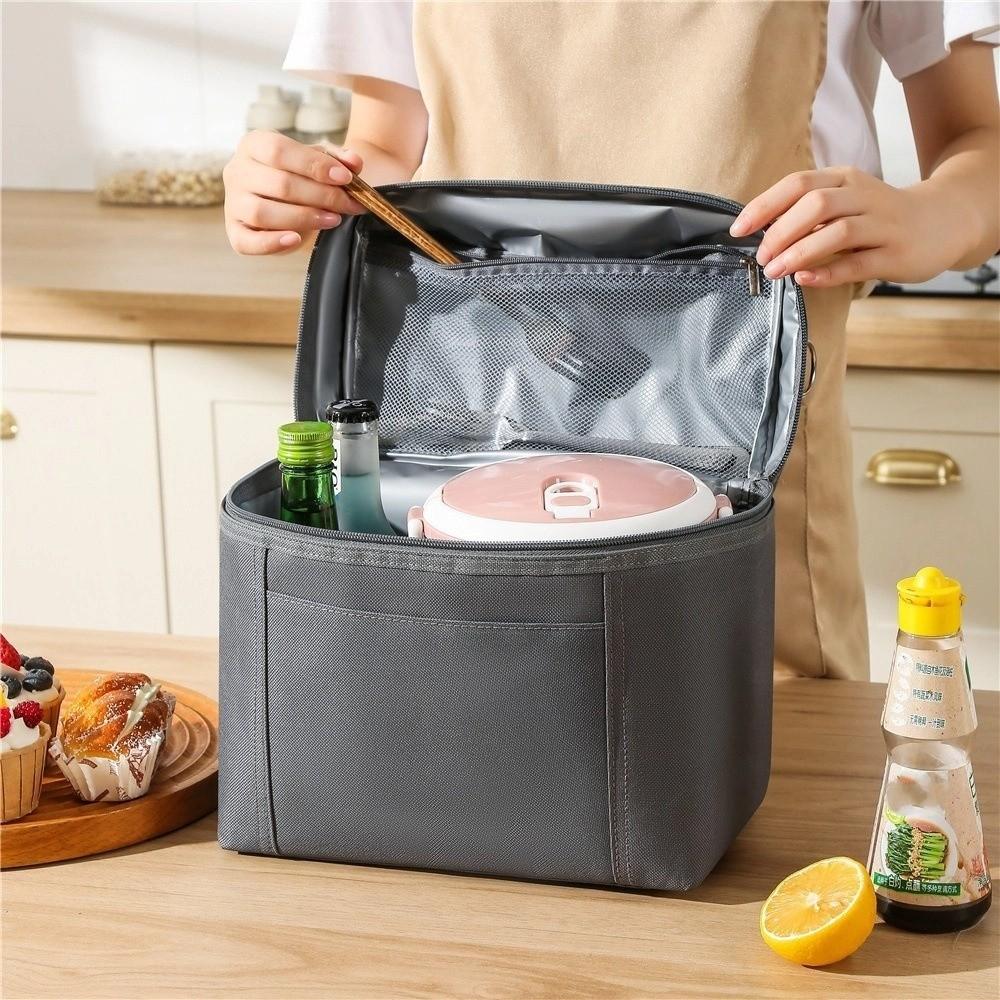 Large Capacity Insulated Lunch Bag Adjustable Shoulder Strap Food Tote Bag Picnic Bag  Lunch