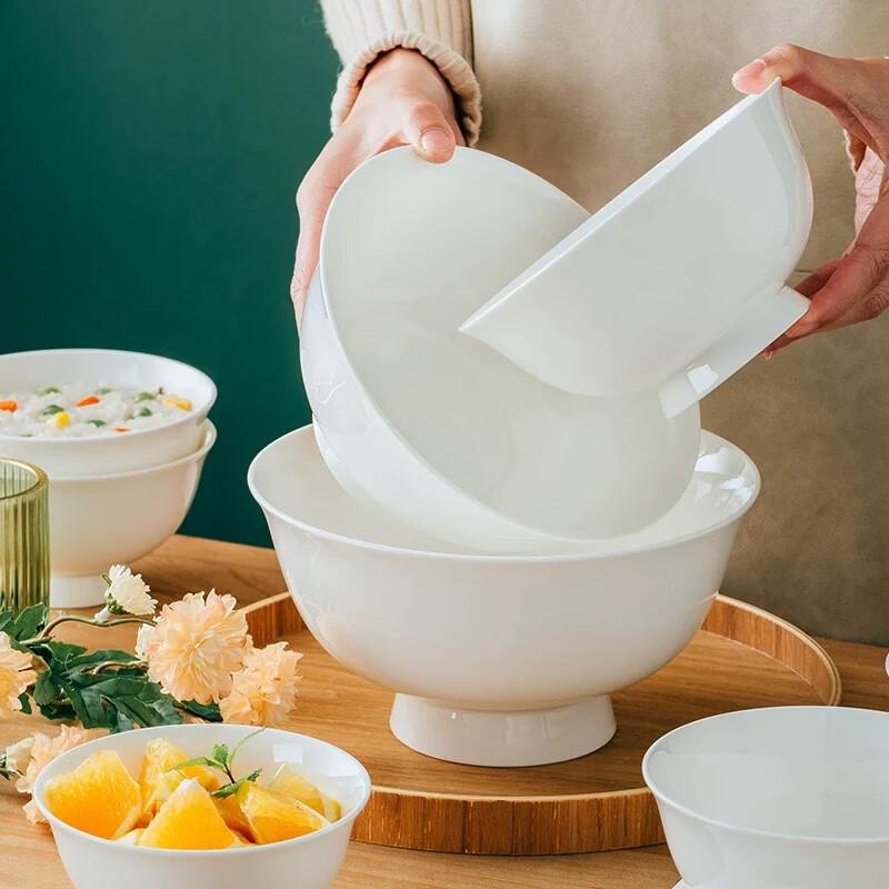 Керамическая белая высокая миска для риса Kangfutao