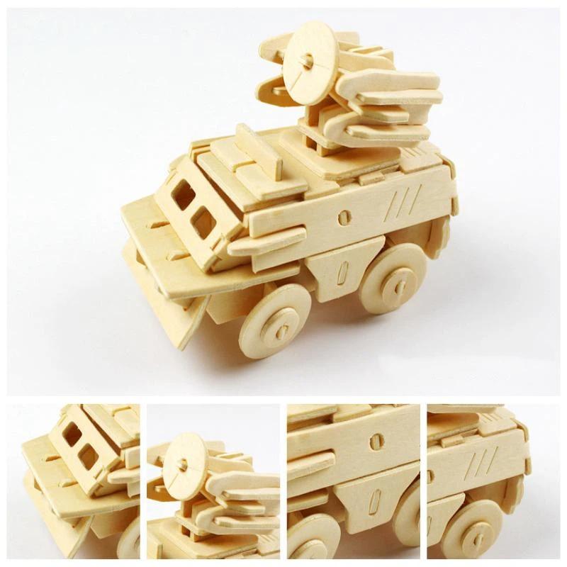3D DIY Деревянный Пазл Игрушка Серия Милитари Танк Модель Транспортного Средства Набор Креативный Сборный Образовательный Пазл Игрушки Подарки Для Детей