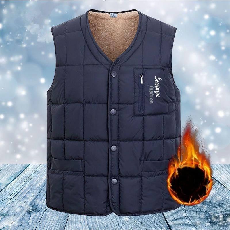 New Winter Style Sleeveless Vest Lamb Velvet Vest Men's Plush Velvet Thickened Cold-proof Vest Jacket