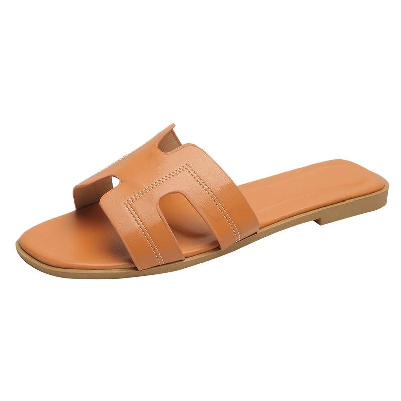 Большие размеры плоские повседневные тапочки женские летние новые пляжные тапочки