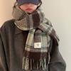 Tassel Mint Chocolate Color Plaid Scarf Colour Matching Cape Wraps Long Shawl Autumn Winter