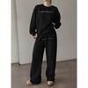 Women's Crewneck Sweatshirt & Drawstring Straight-Leg Pants 2-Piece Set Printed Casual Lounge Set for Fall & Winter | Minimalist Everyday Outfit