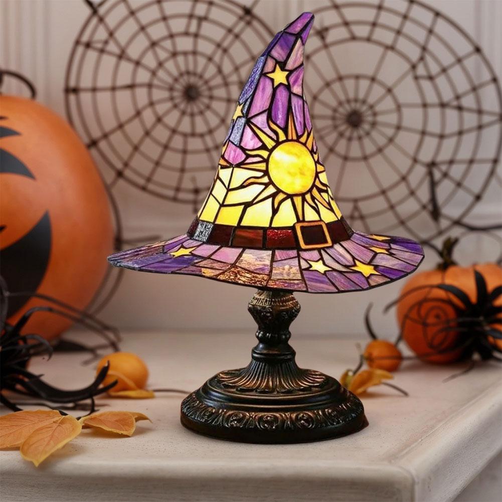 Creative LED Witch Hat Lamp Table Lamp USB Powered Night Light Resin Witch Hat Light Ornament Halloween Party Home Decor
