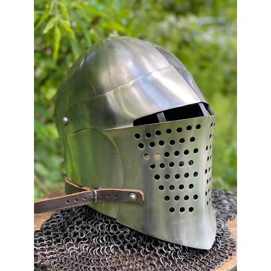 Средневековый доспех Кольчужный шлем 16 Gage Steel Barbute Armor Helmet