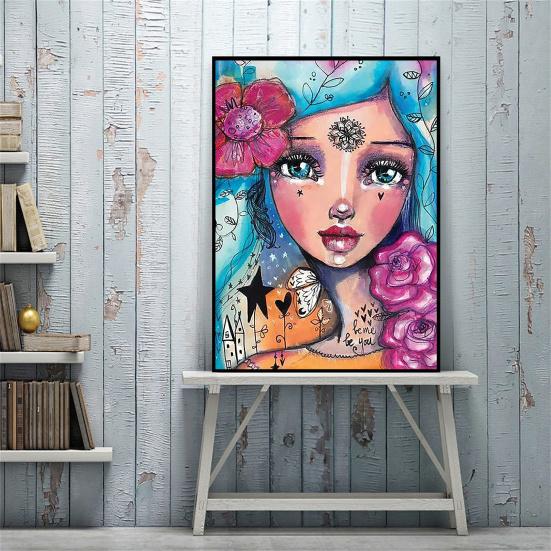 DIY 5D набор для рисования горным хрусталем красочная смола девушка узор горный хрусталь искусство для взрослых и детей яркий цвет горный хрусталь рисунок домашний декор