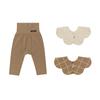 Мягкие модальные леггинсы с высокой талией 1 шт. слюнявчик 2 шт. коричневые 12 мес. [Konny] + C-комплект (Мокко, Клетка, Овсянка)