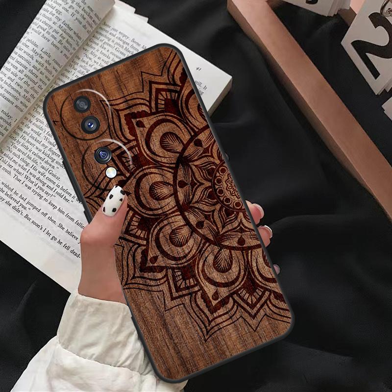 Деревянный чехол с цветочной мандалой для Honor 90 Lite Magic 5 Pro 70 50 10 Honor X8 X7 X9 X9a X8a X7a X6a 9X 8X Задняя крышка